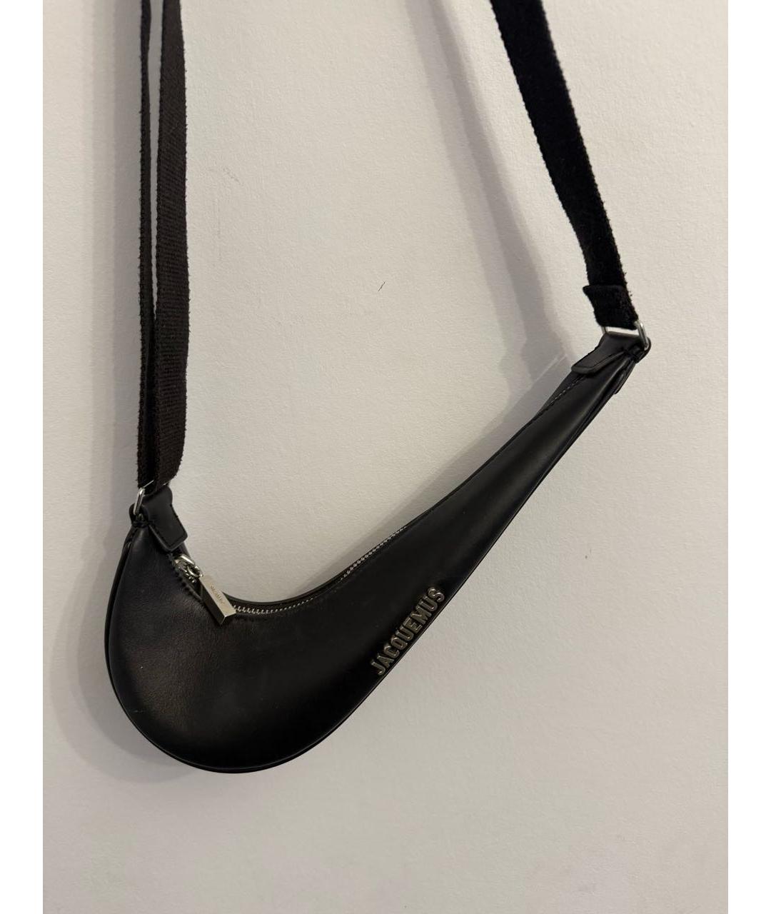 JACQUEMUS Черная кожаная сумка через плечо, фото 5