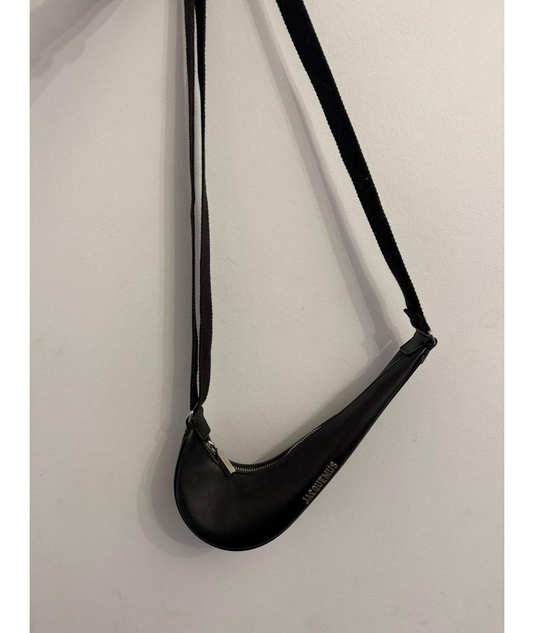 JACQUEMUS Черная кожаная сумка через плечо, фото 2
