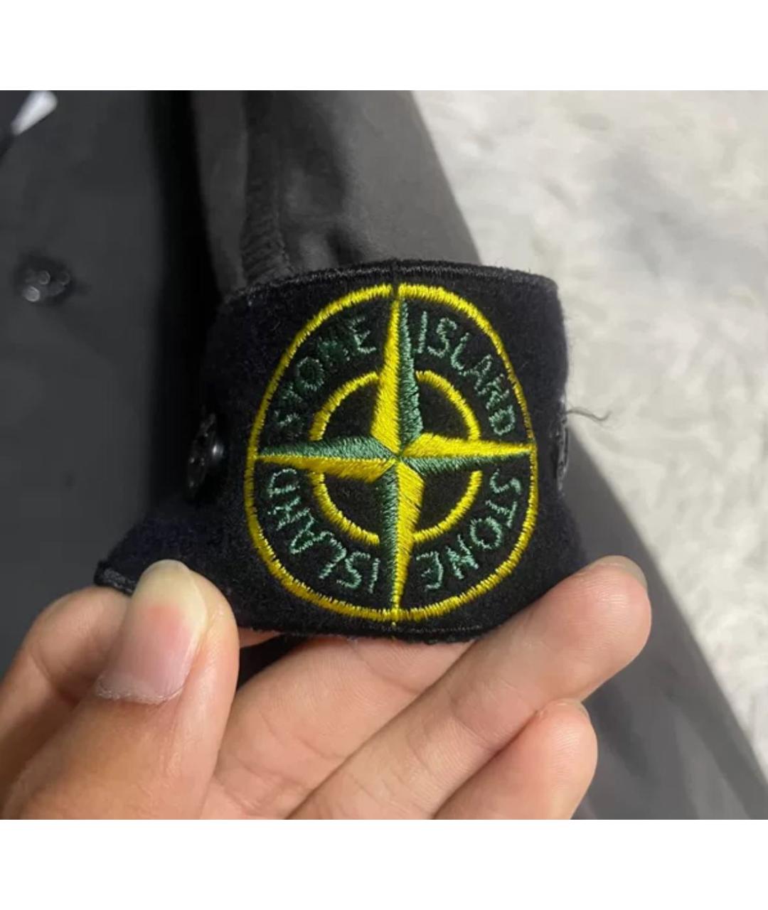 STONE ISLAND Антрацитовая хлопковая кэжуал рубашка, фото 3