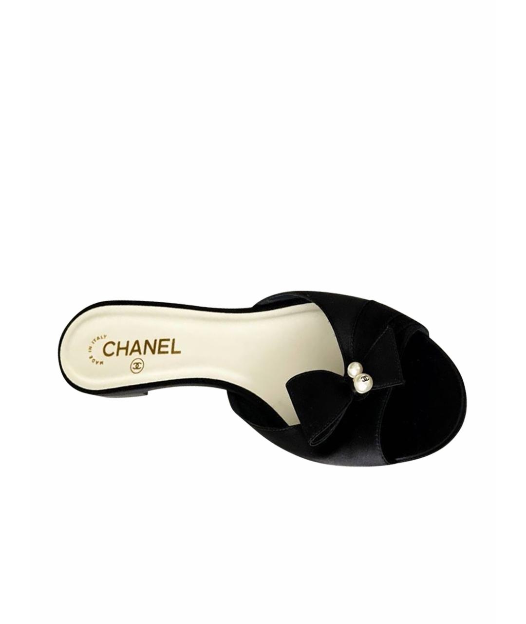 CHANEL Черные текстильные мюли, фото 5