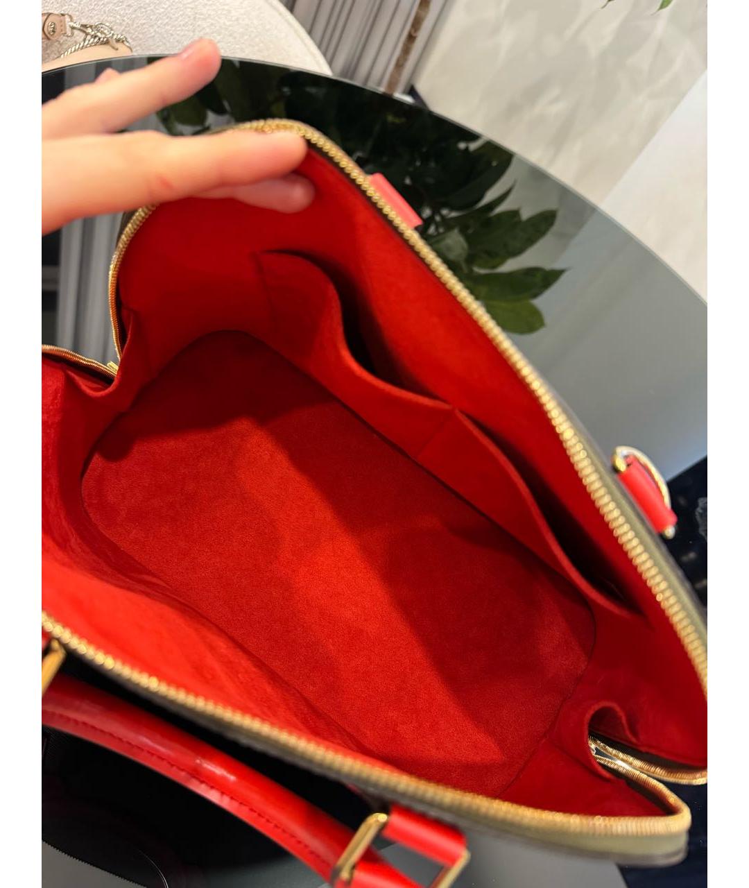 LOUIS VUITTON Хаки кожаная сумка с короткими ручками, фото 4