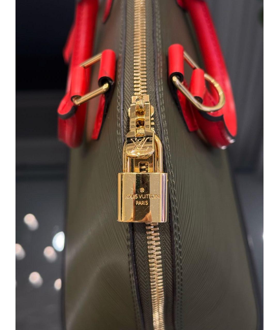 LOUIS VUITTON Хаки кожаная сумка с короткими ручками, фото 8