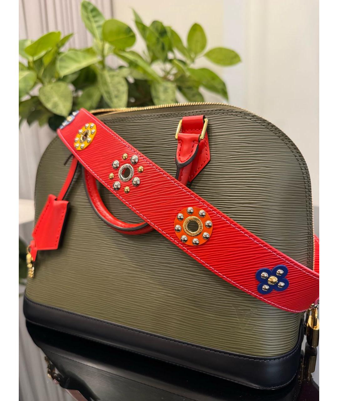 LOUIS VUITTON Хаки кожаная сумка с короткими ручками, фото 7