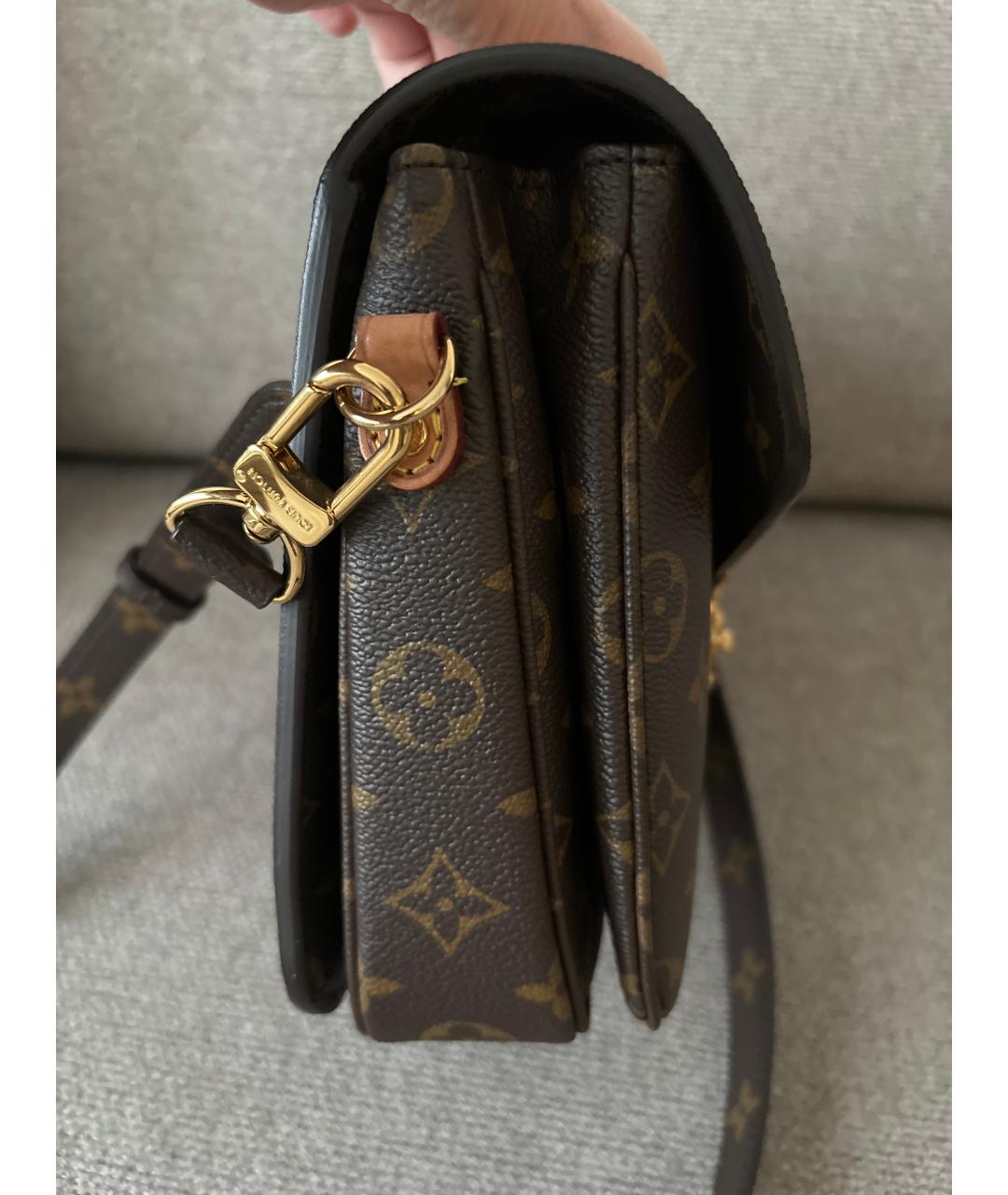 LOUIS VUITTON Коричневая кожаная сумка через плечо, фото 5