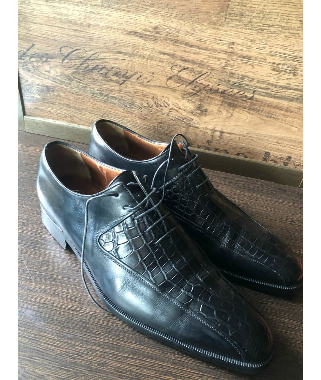 A.TESTONI Черные туфли из экзотической кожи, фото 7