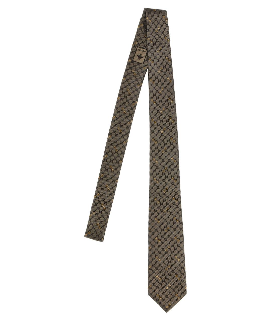 GUCCI Бежевый шелковый галстук, фото 1