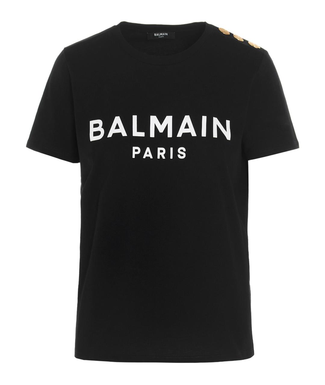 BALMAIN Черная хлопковая футболка, фото 1