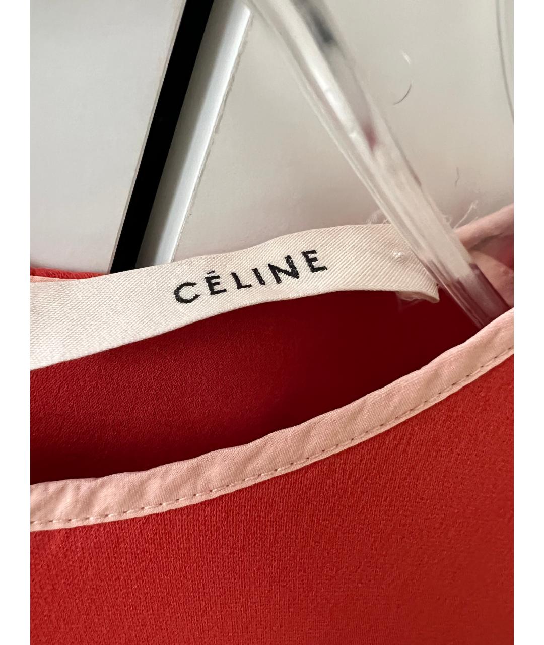 CELINE Оранжевое шелковое повседневное платье, фото 3