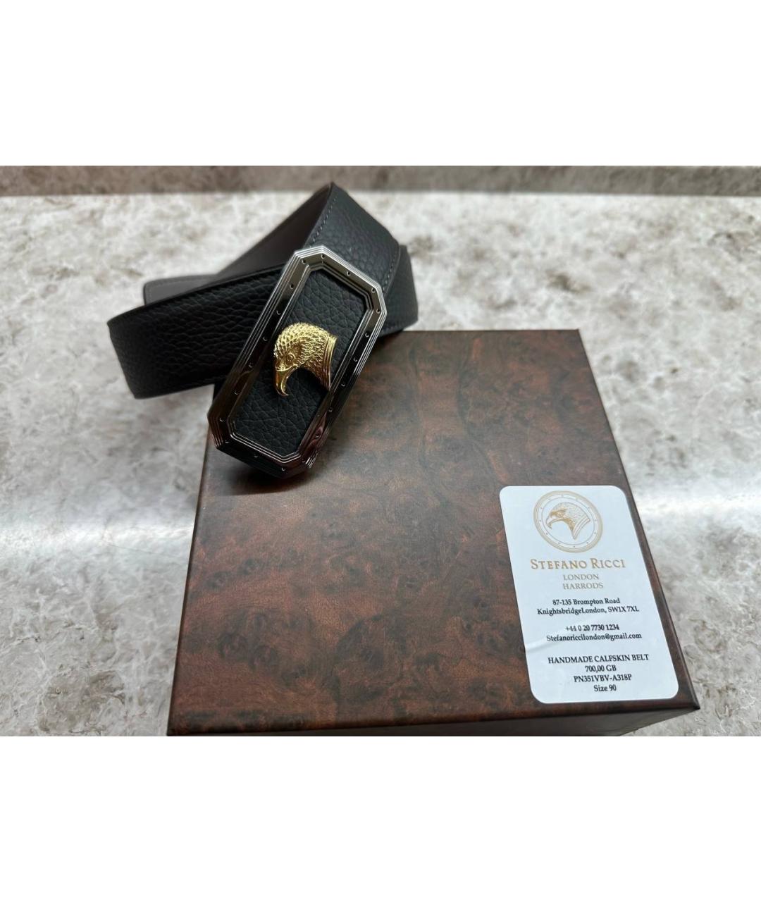 STEFANO RICCI Антрацитовый кожаный ремень, фото 3