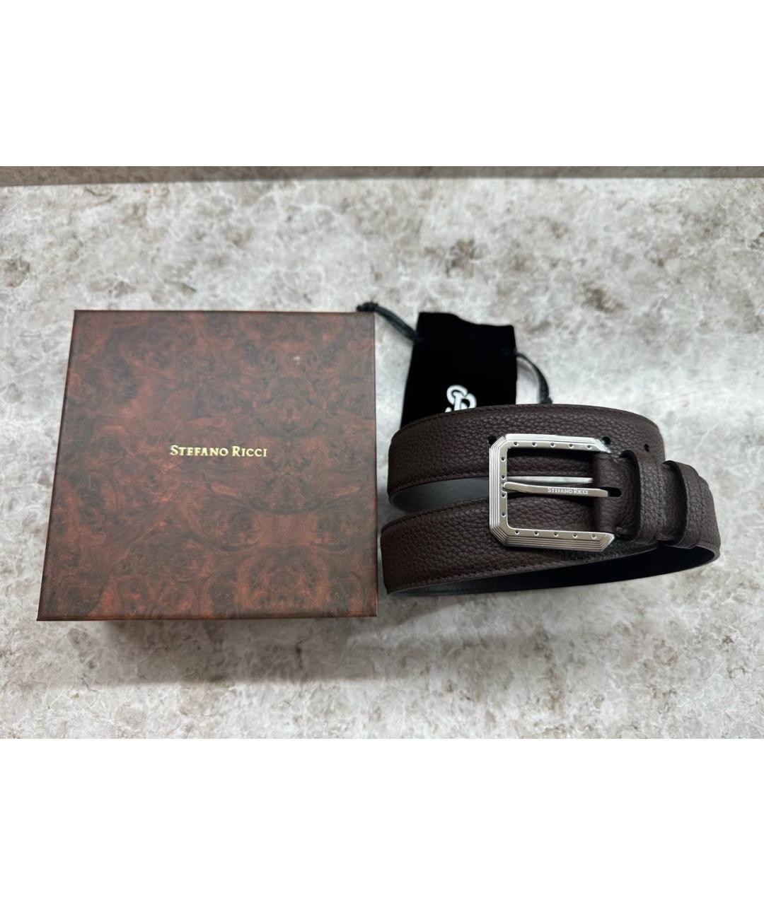 STEFANO RICCI Коричневый кожаный ремень, фото 3
