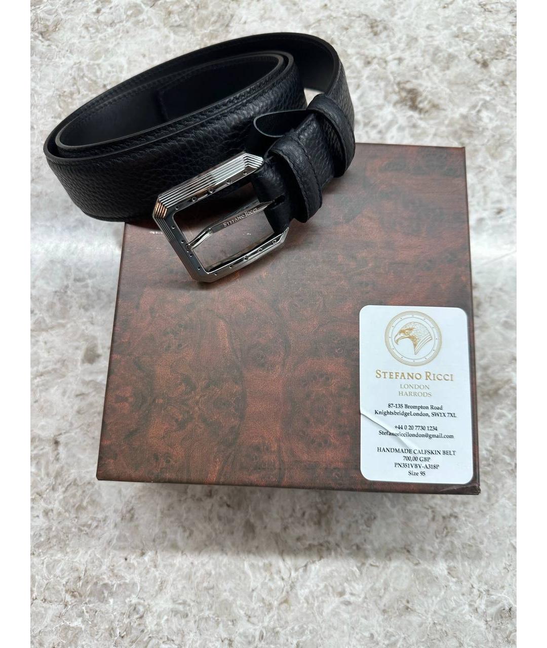 STEFANO RICCI Черный кожаный ремень, фото 2