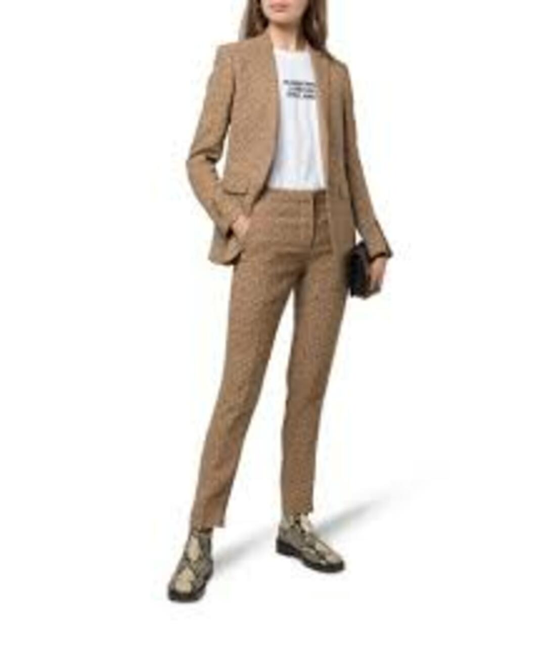 BURBERRY Бежевый шелковый костюм с брюками, фото 5