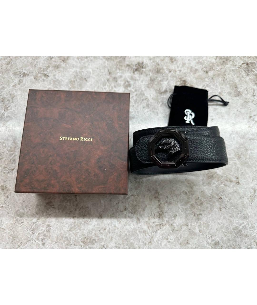 STEFANO RICCI Черный кожаный ремень, фото 2