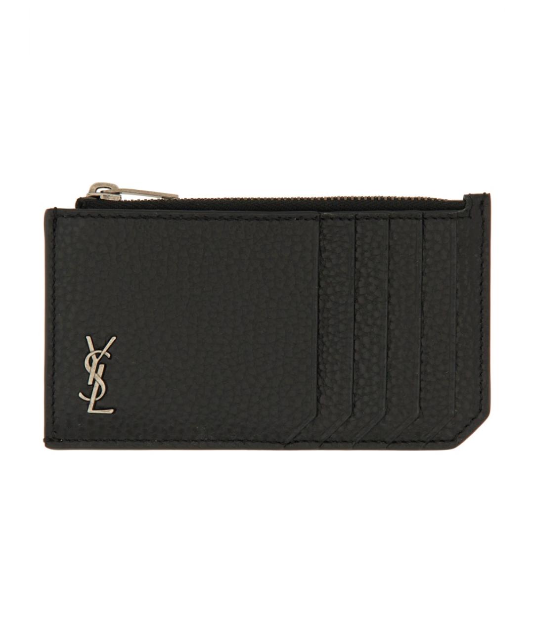 SAINT LAURENT Черный кожаный кошелек, фото 1