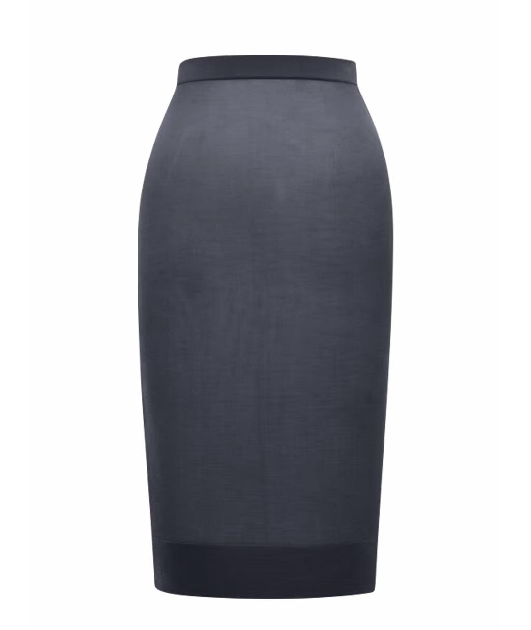 SAINT LAURENT Синяя вискозная юбка миди, фото 1