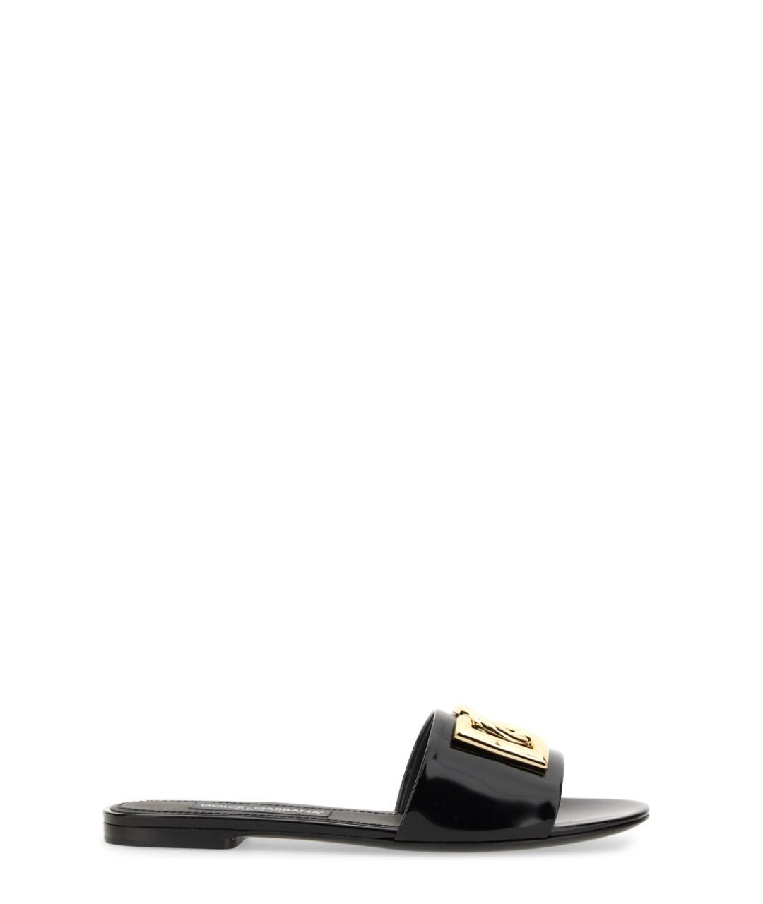 DOLCE&GABBANA Черные шлепанцы из лакированной кожи, фото 2