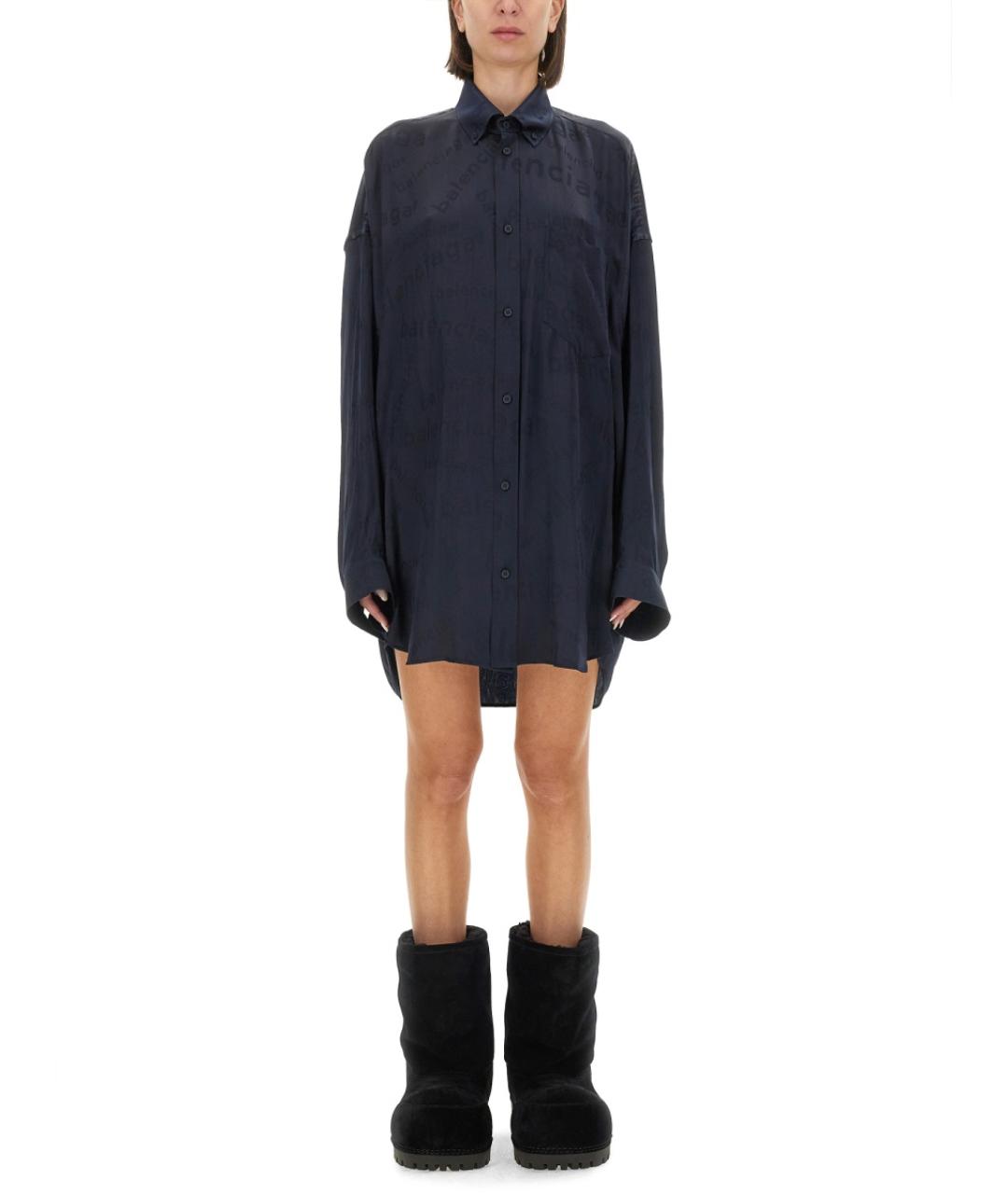 BALENCIAGA Черная шелковая рубашка, фото 2