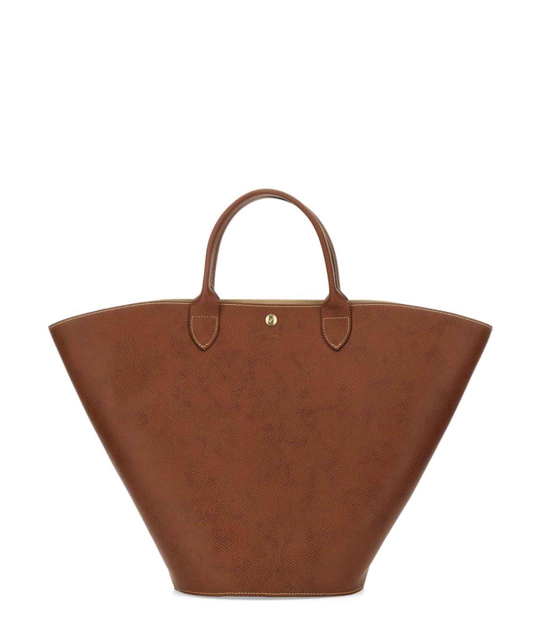 LONGCHAMP Коричневая кожаная сумка тоут, фото 2