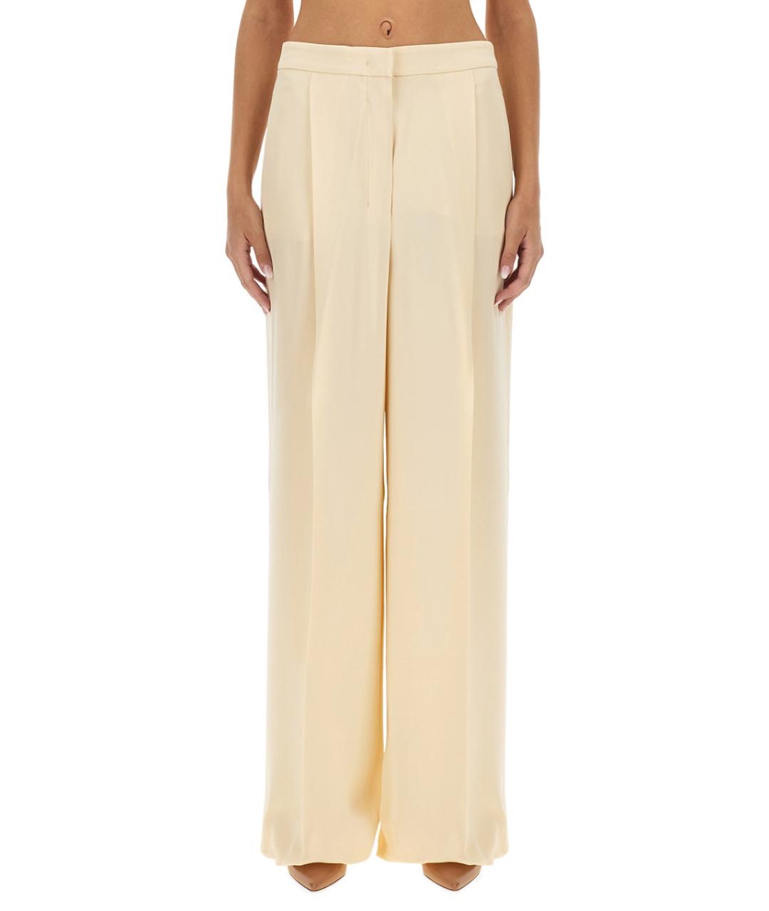 MAX MARA Белые шелковые прямые брюки, фото 5