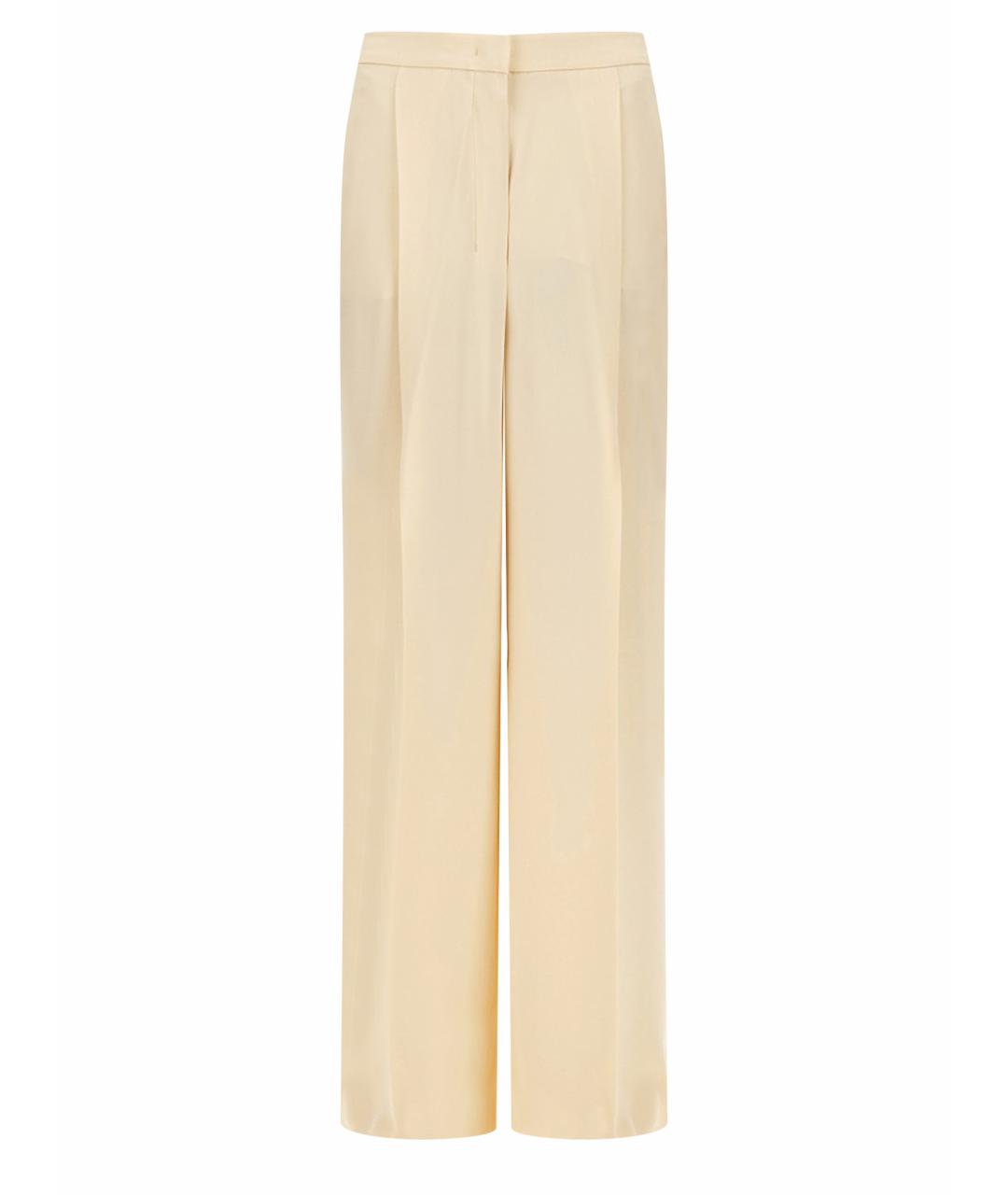 MAX MARA Белые шелковые прямые брюки, фото 1