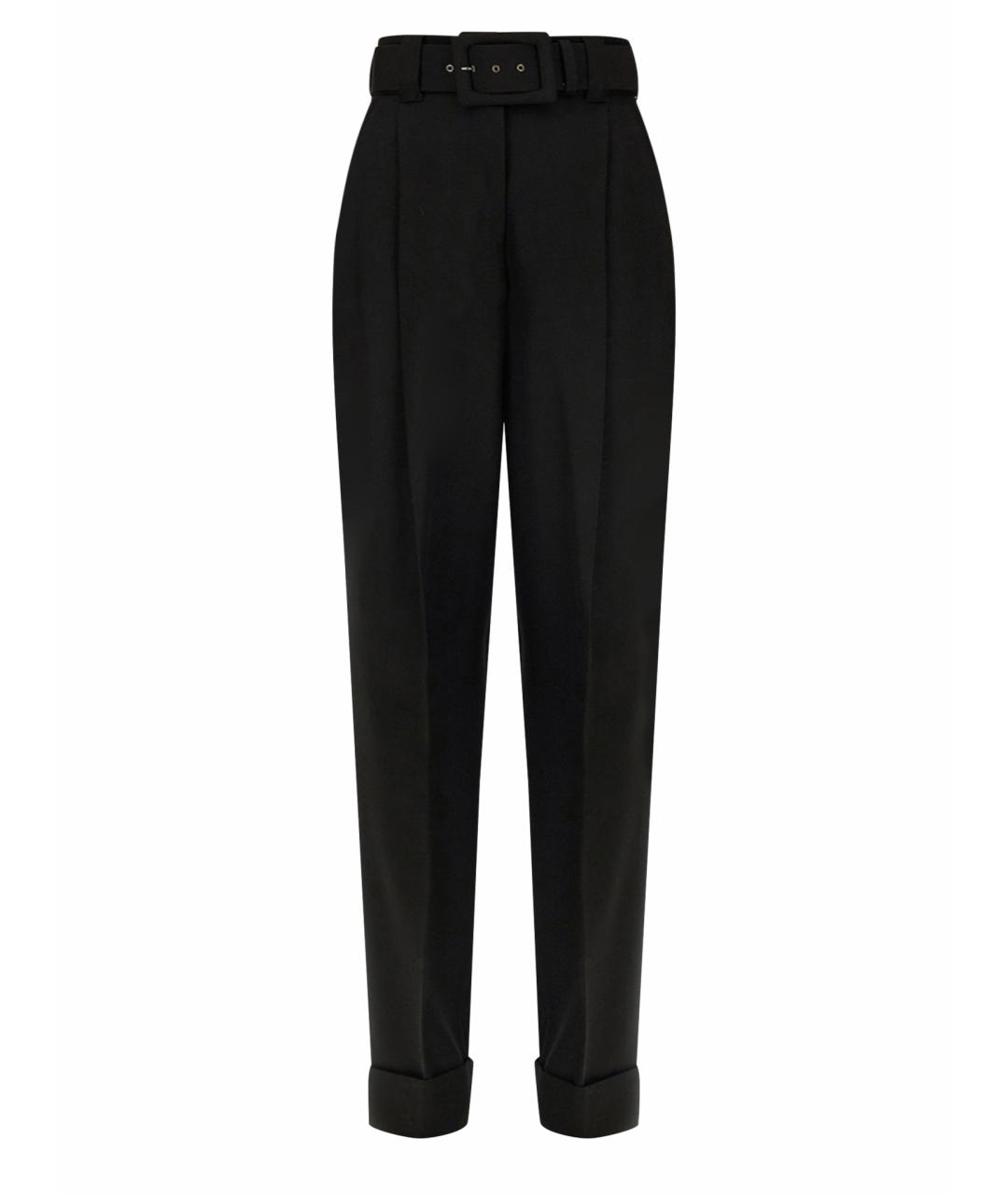 MAX MARA Черные шерстяные прямые брюки, фото 1