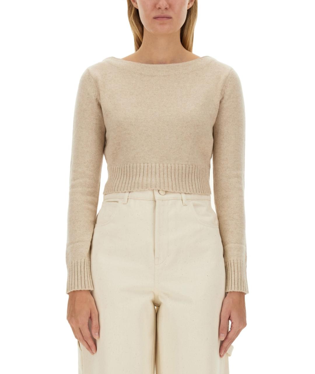 MAX MARA Бежевый шерстяной джемпер / свитер, фото 5