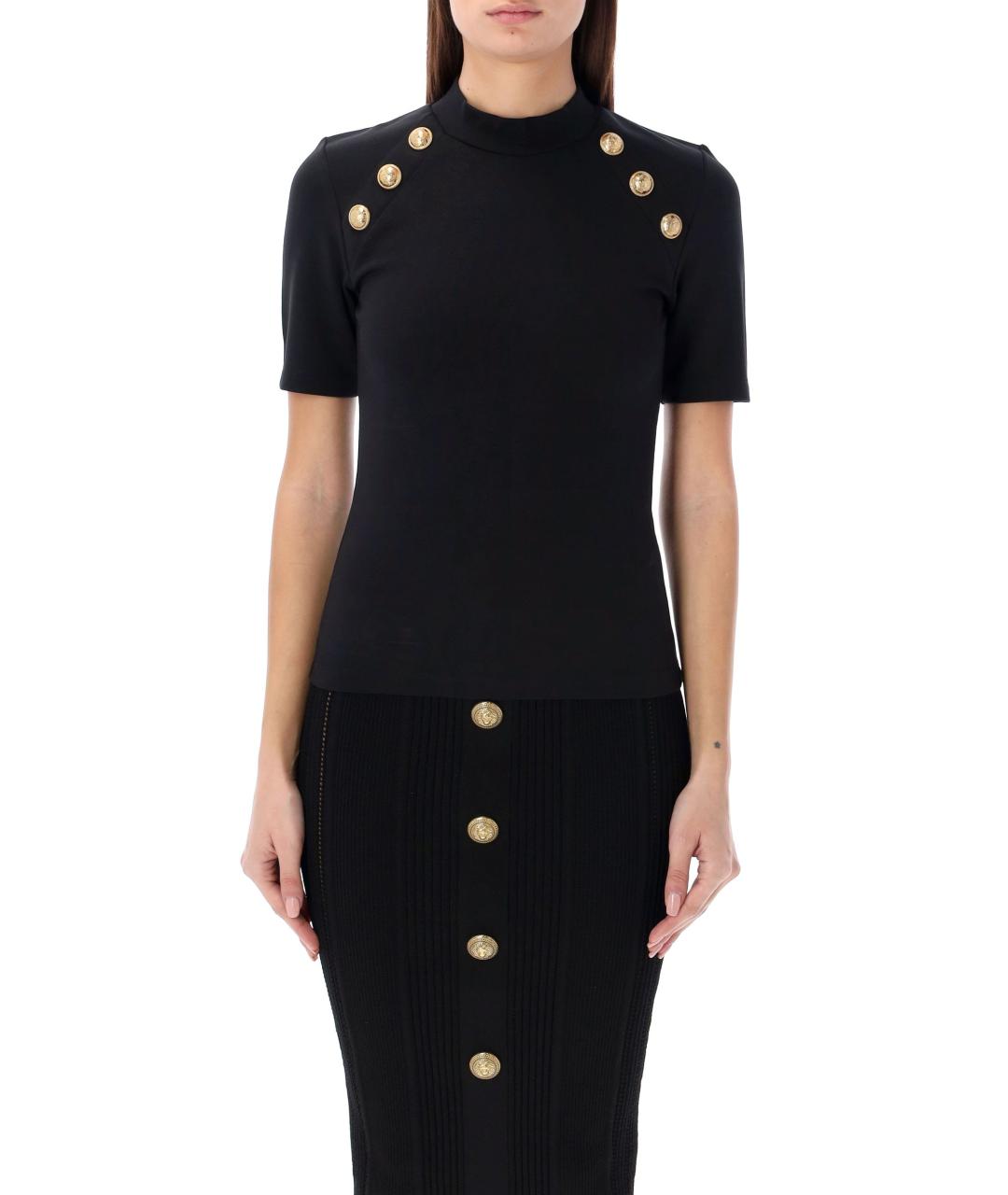 BALMAIN Черная хлопковая футболка, фото 1