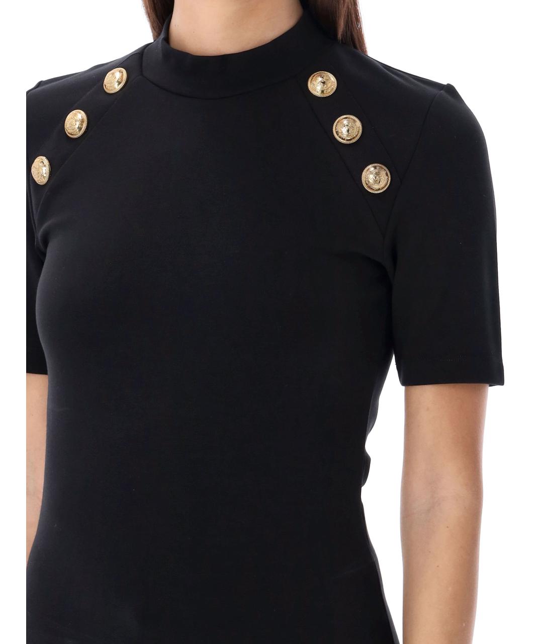 BALMAIN Черная хлопковая футболка, фото 3