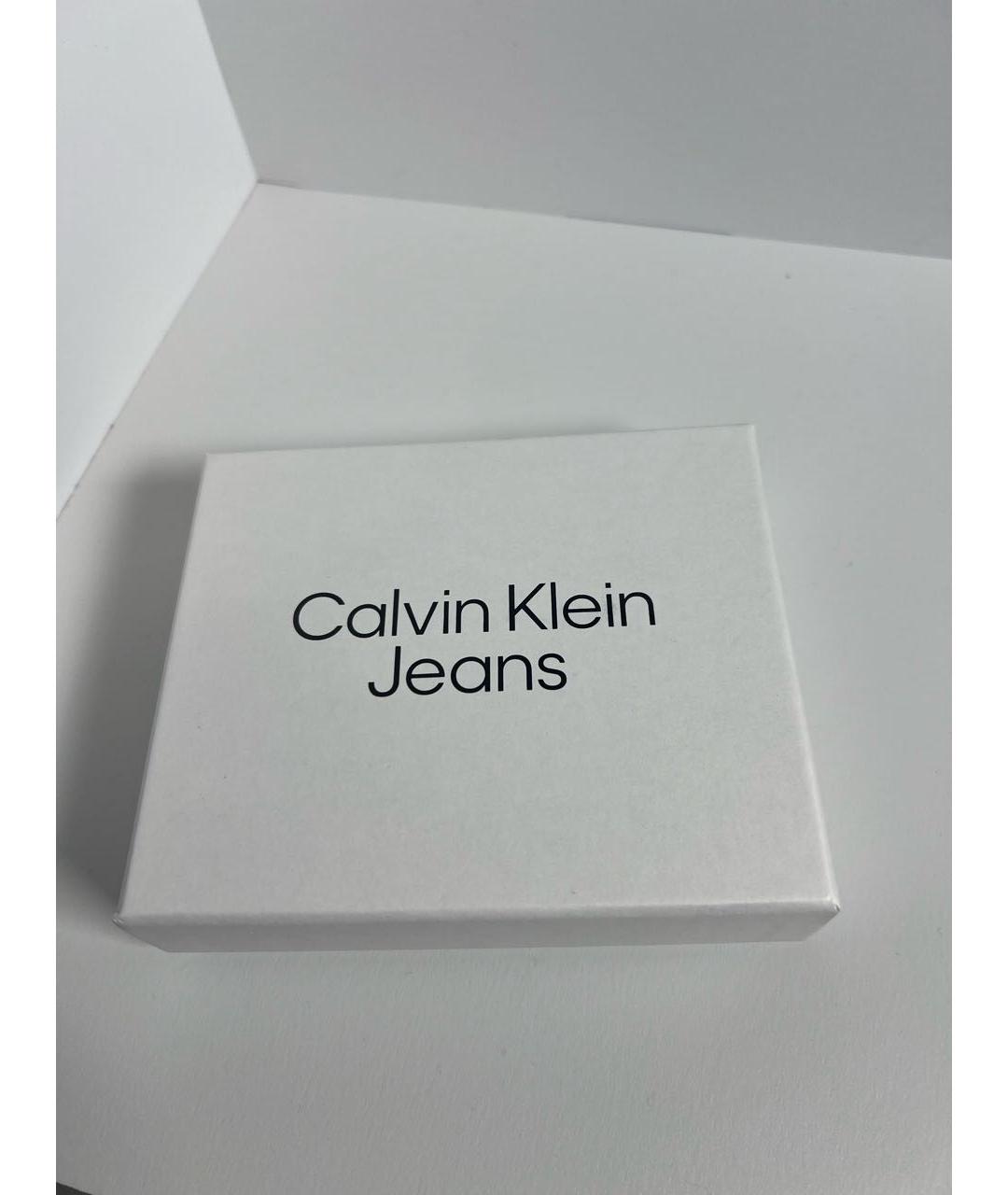 CALVIN KLEIN JEANS Черный кожаный кошелек, фото 6