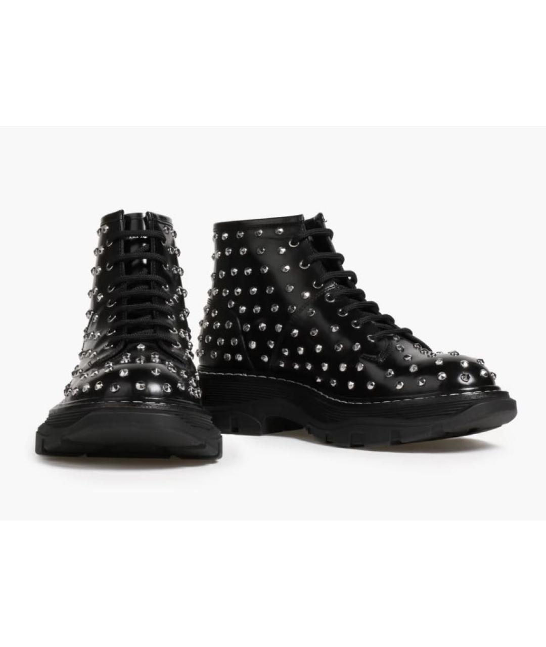 ALEXANDER MCQUEEN Черные кожаные ботинки, фото 2