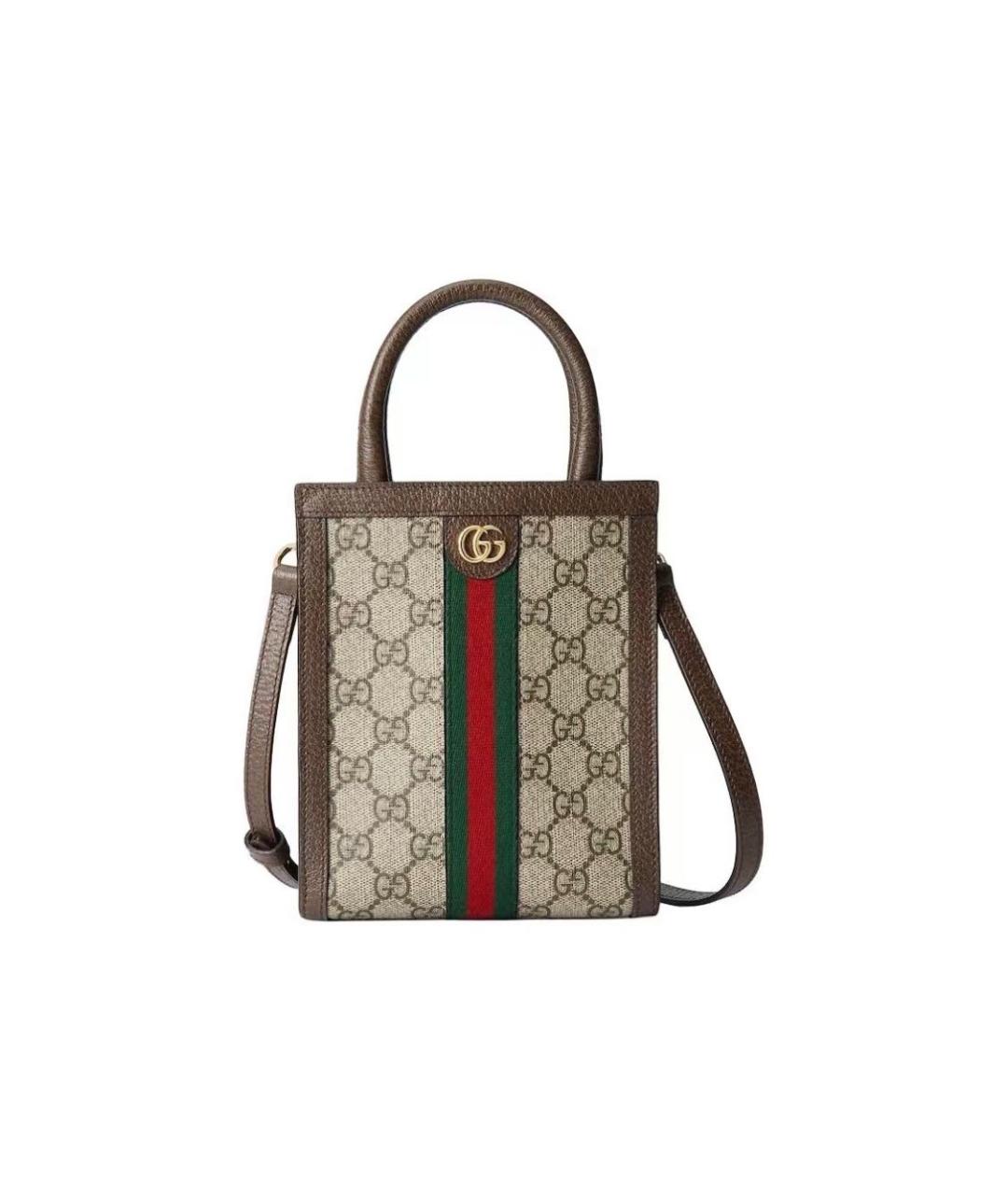 GUCCI Коричневая тканевая сумка через плечо, фото 1