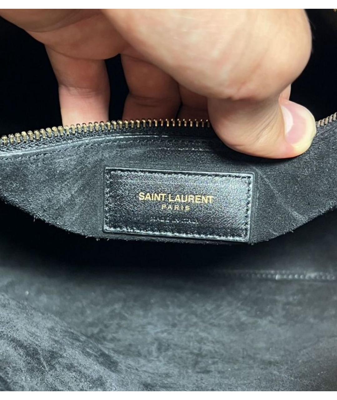 SAINT LAURENT Черная кожаная сумка тоут, фото 7