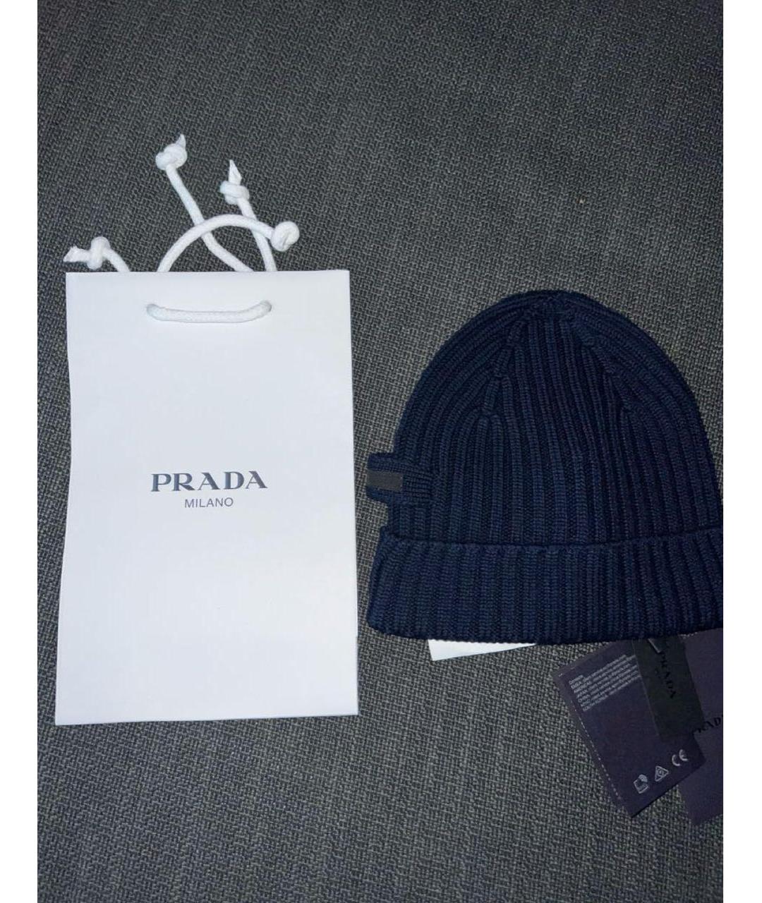 PRADA Темно-синяя шерстяная шапка, фото 5