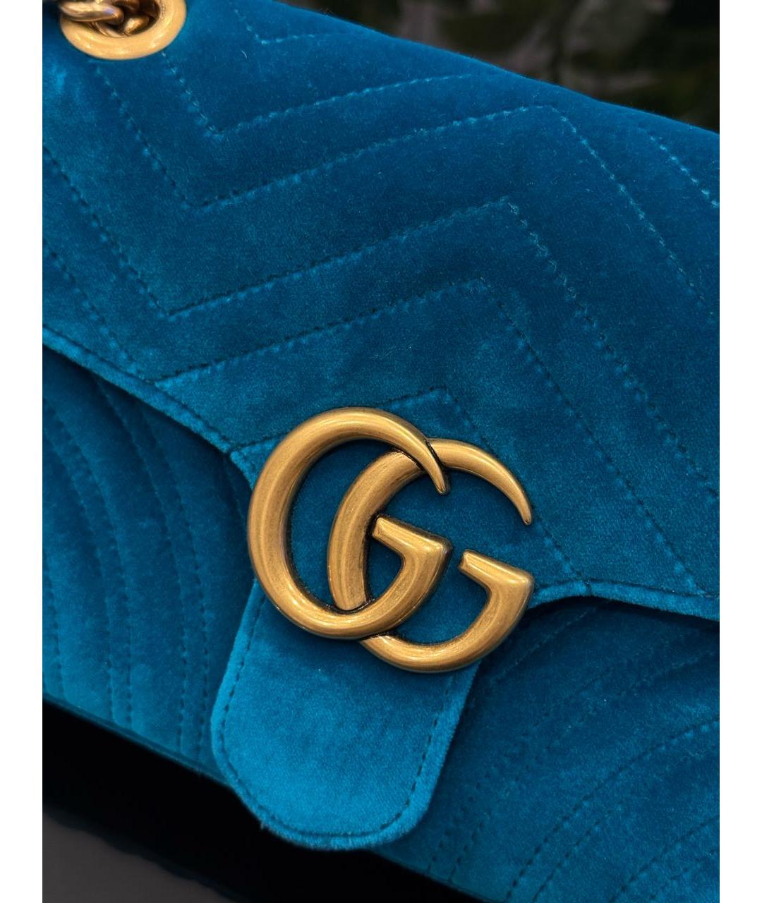 GUCCI Бирюзовая бархатная сумка через плечо, фото 6