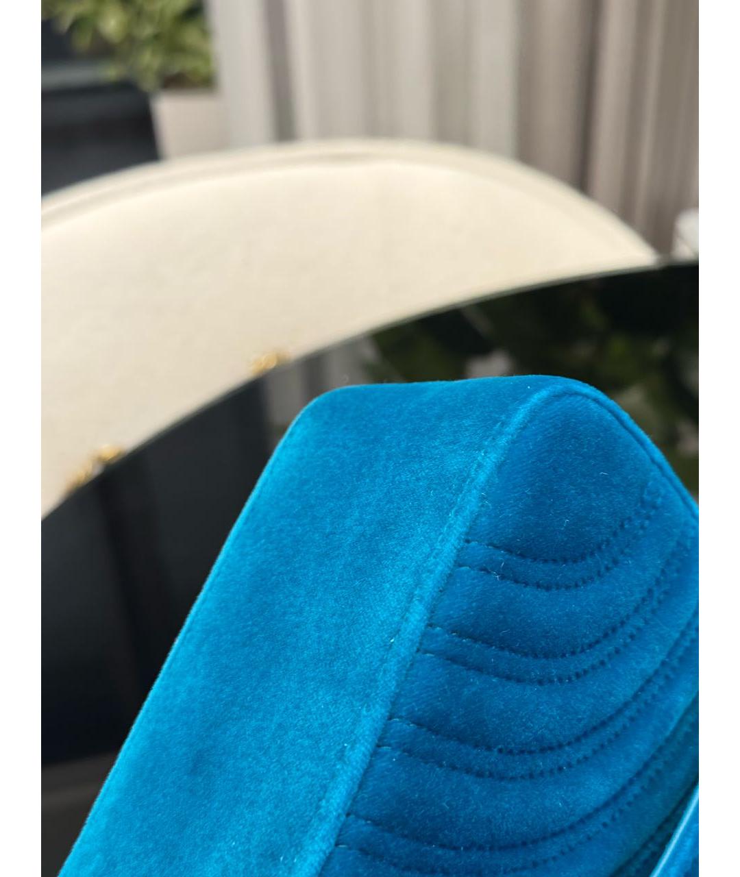 GUCCI Бирюзовая бархатная сумка через плечо, фото 8