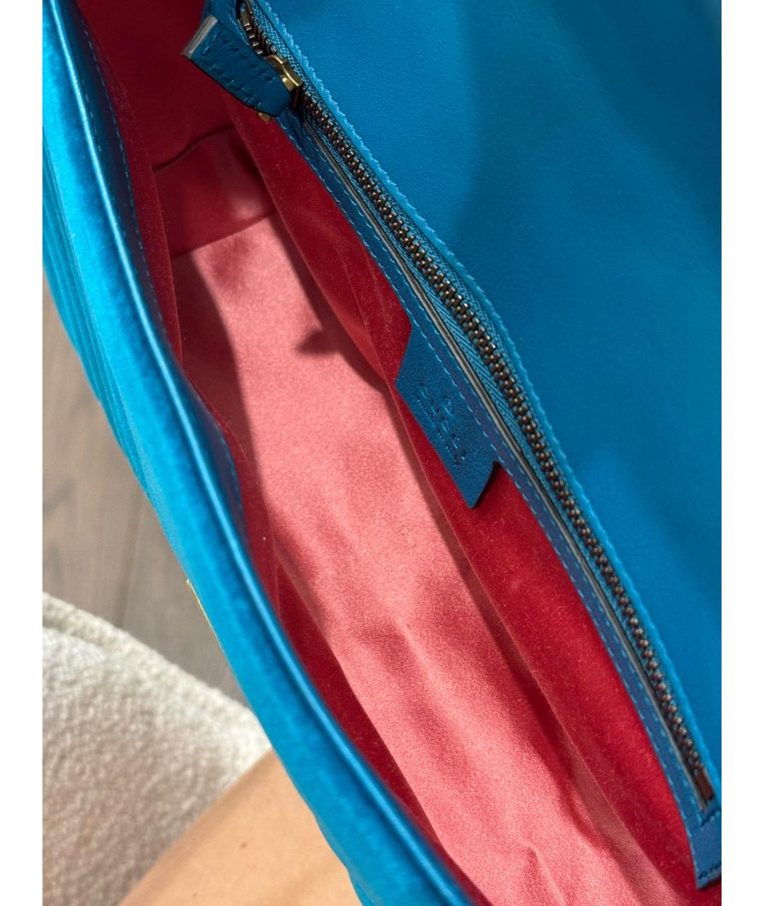 GUCCI Бирюзовая бархатная сумка через плечо, фото 5