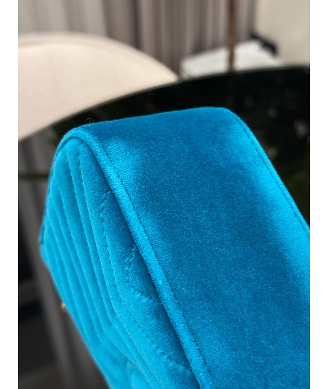 GUCCI Бирюзовая бархатная сумка через плечо, фото 7