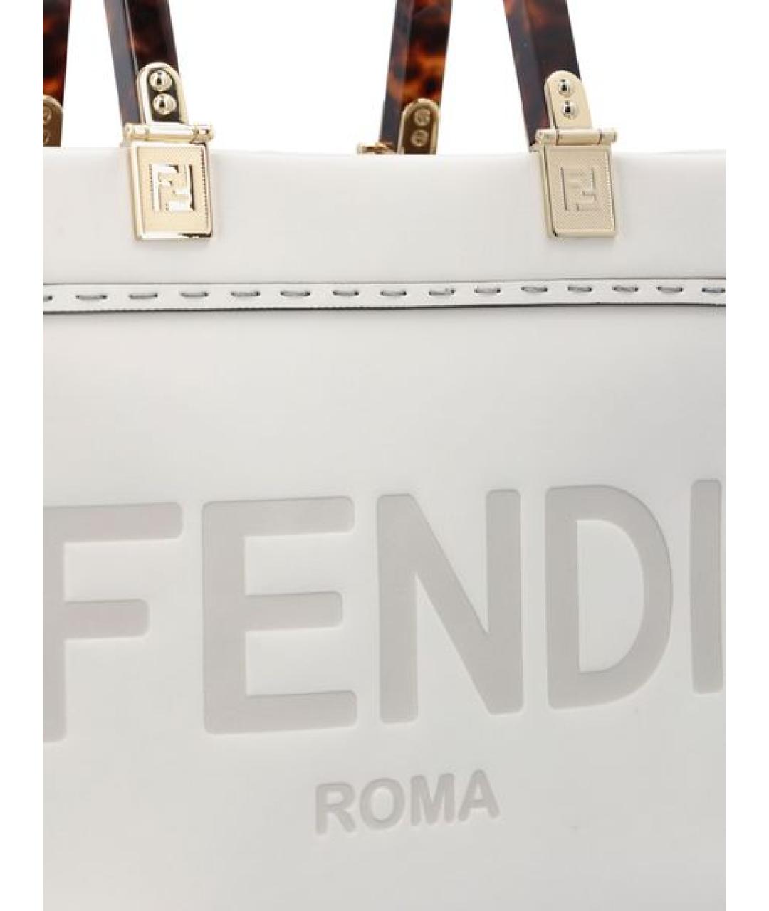 FENDI Белая кожаная сумка тоут, фото 4