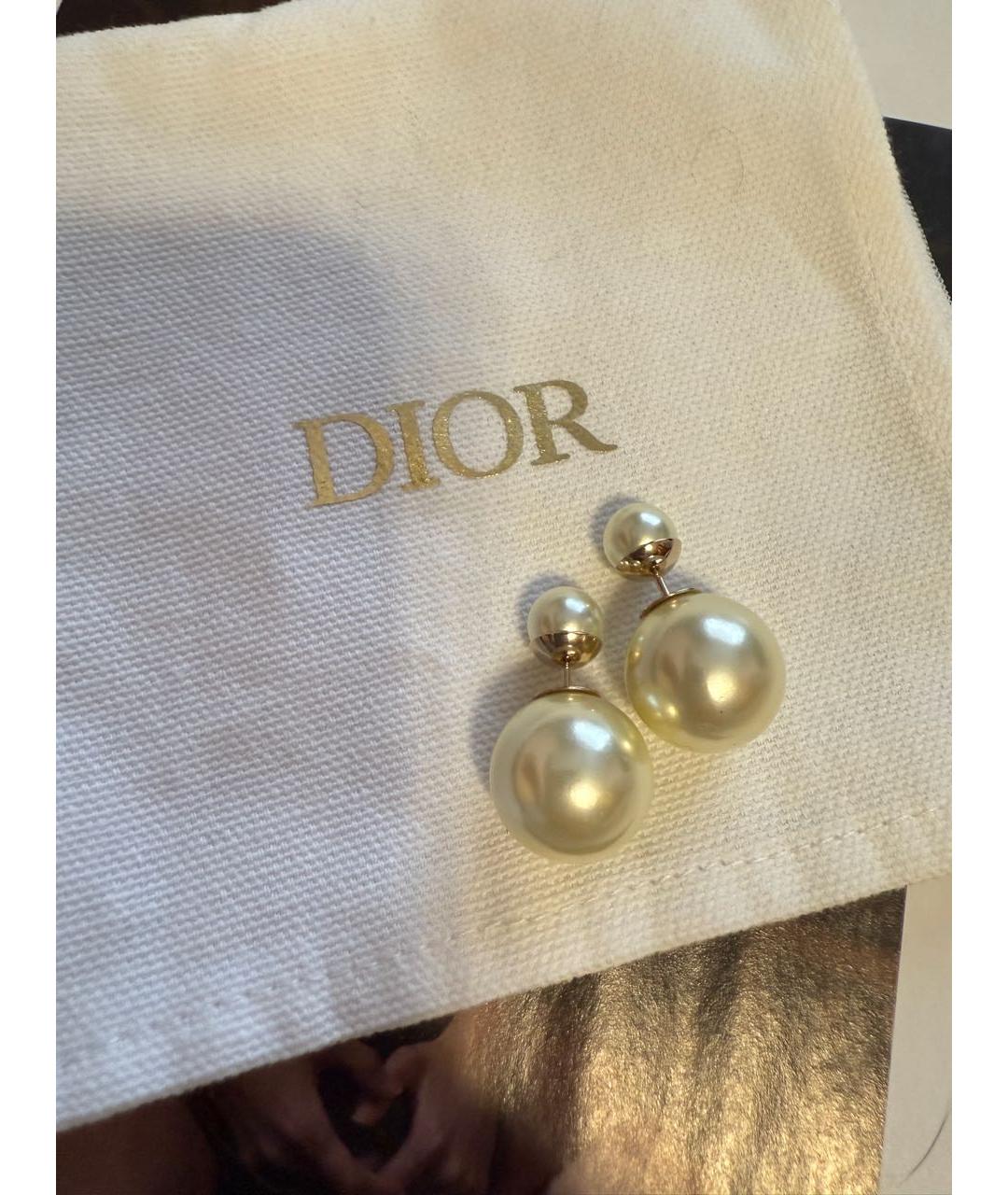CHRISTIAN DIOR Золотые металлические серьги, фото 5