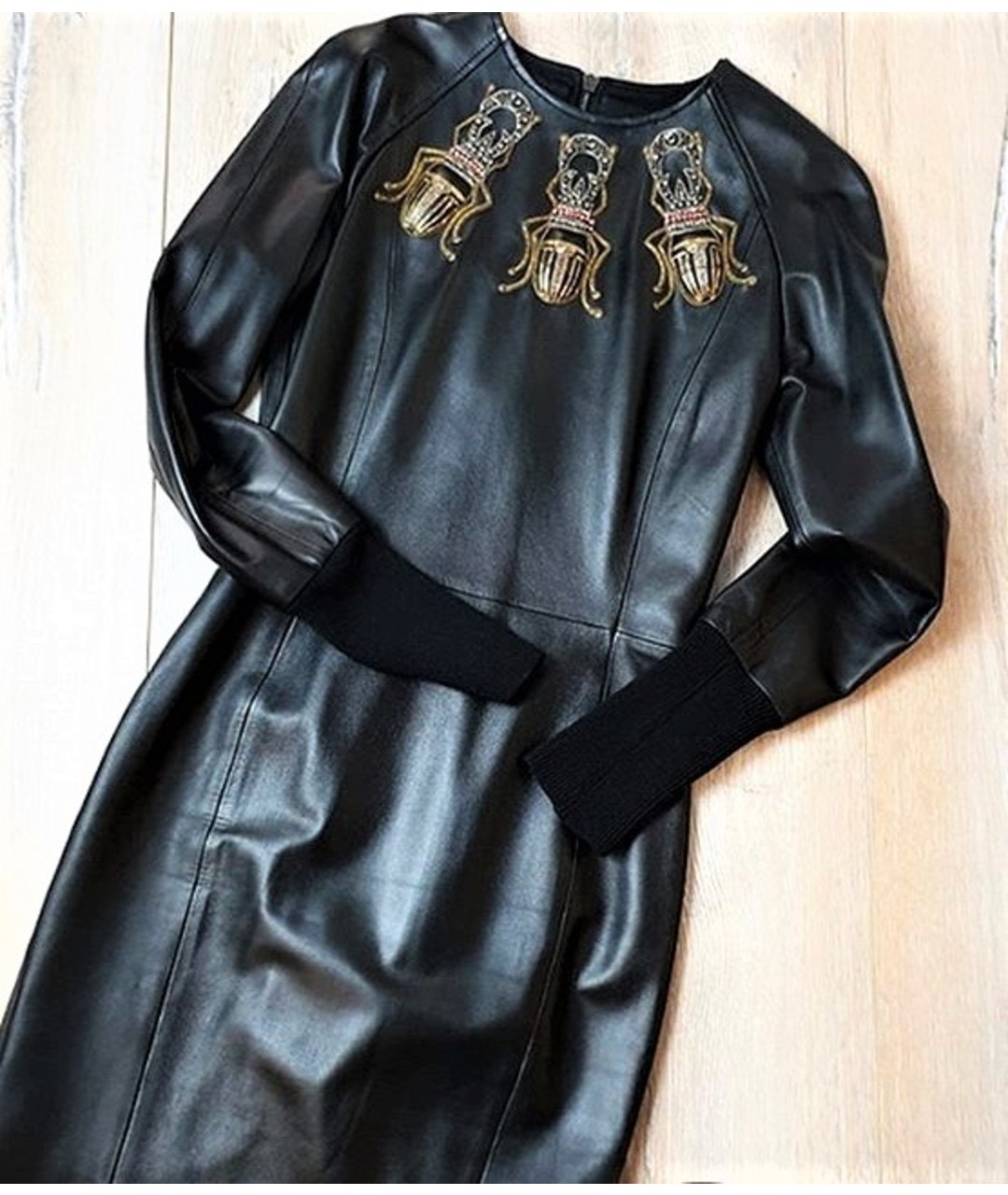 IRFE Черное кожаное повседневное платье, фото 5