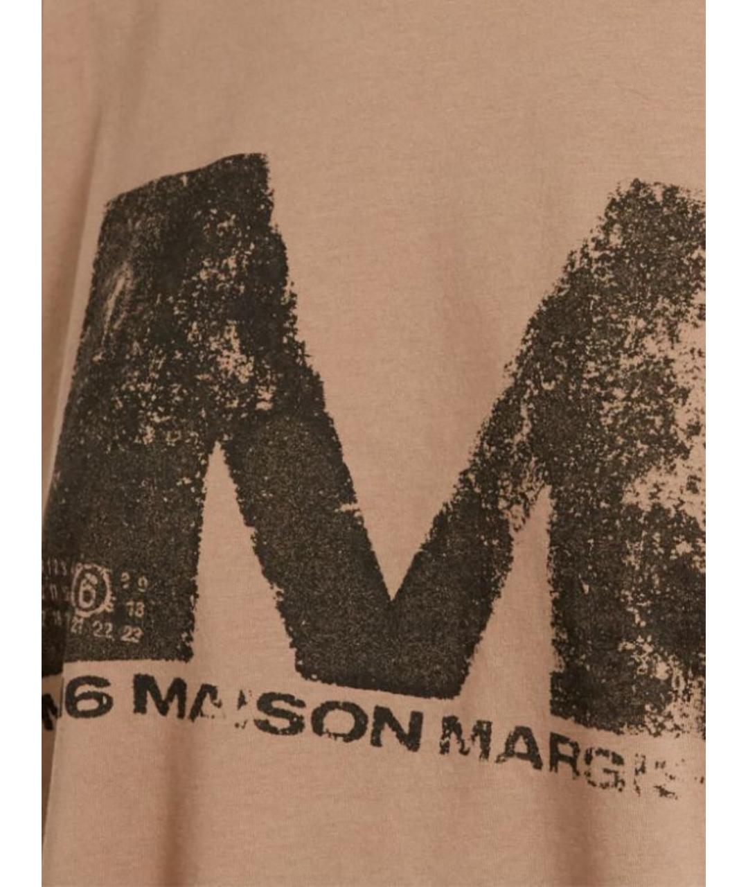 MM6 MAISON MARGIELA Бежевая хлопковая футболка, фото 2