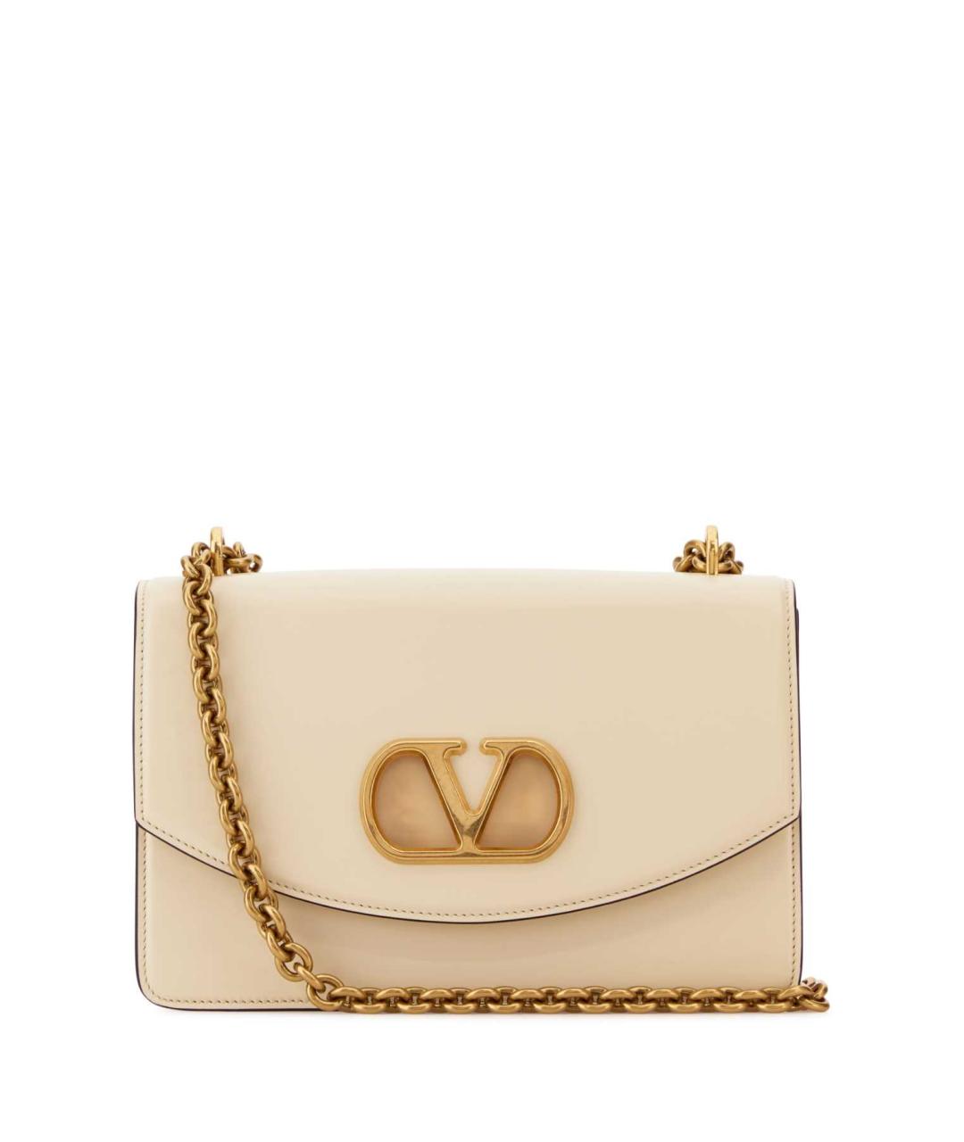VALENTINO Бежевая кожаная сумка через плечо, фото 1