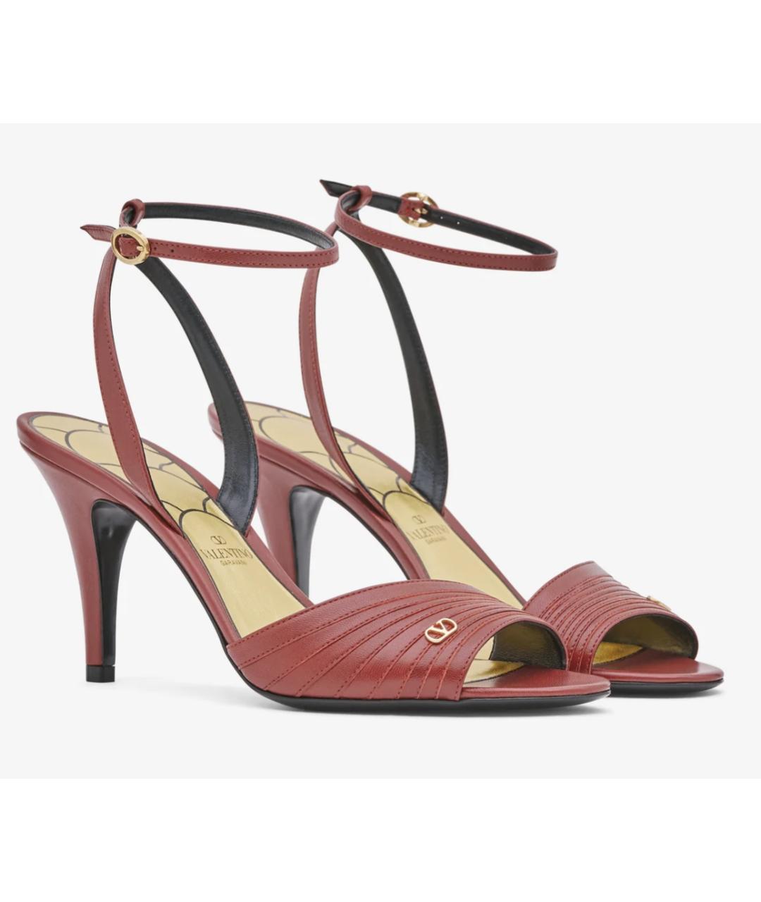VALENTINO Красные кожаные босоножки, фото 3