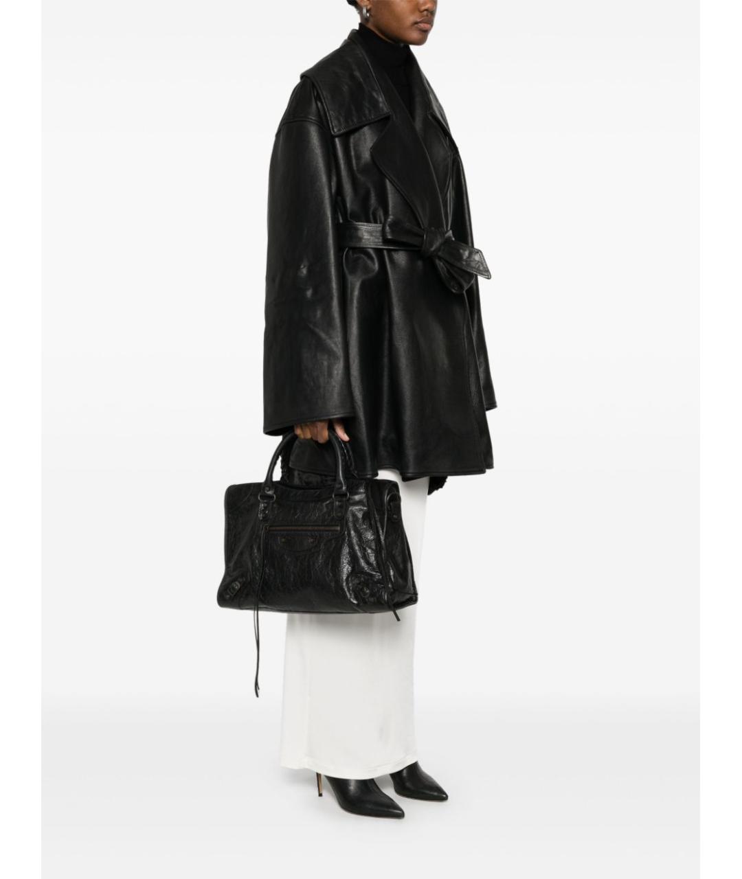 BALENCIAGA Черная кожаная сумка с короткими ручками, фото 2