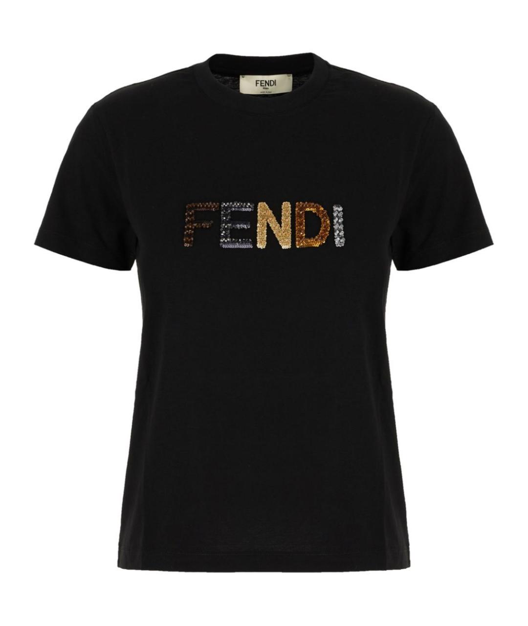 FENDI Черная хлопковая футболка, фото 1