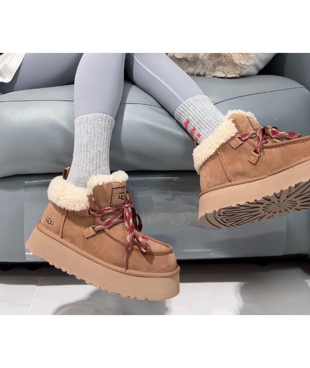 UGG AUSTRALIA Бежевые замшевые ботинки, фото 5