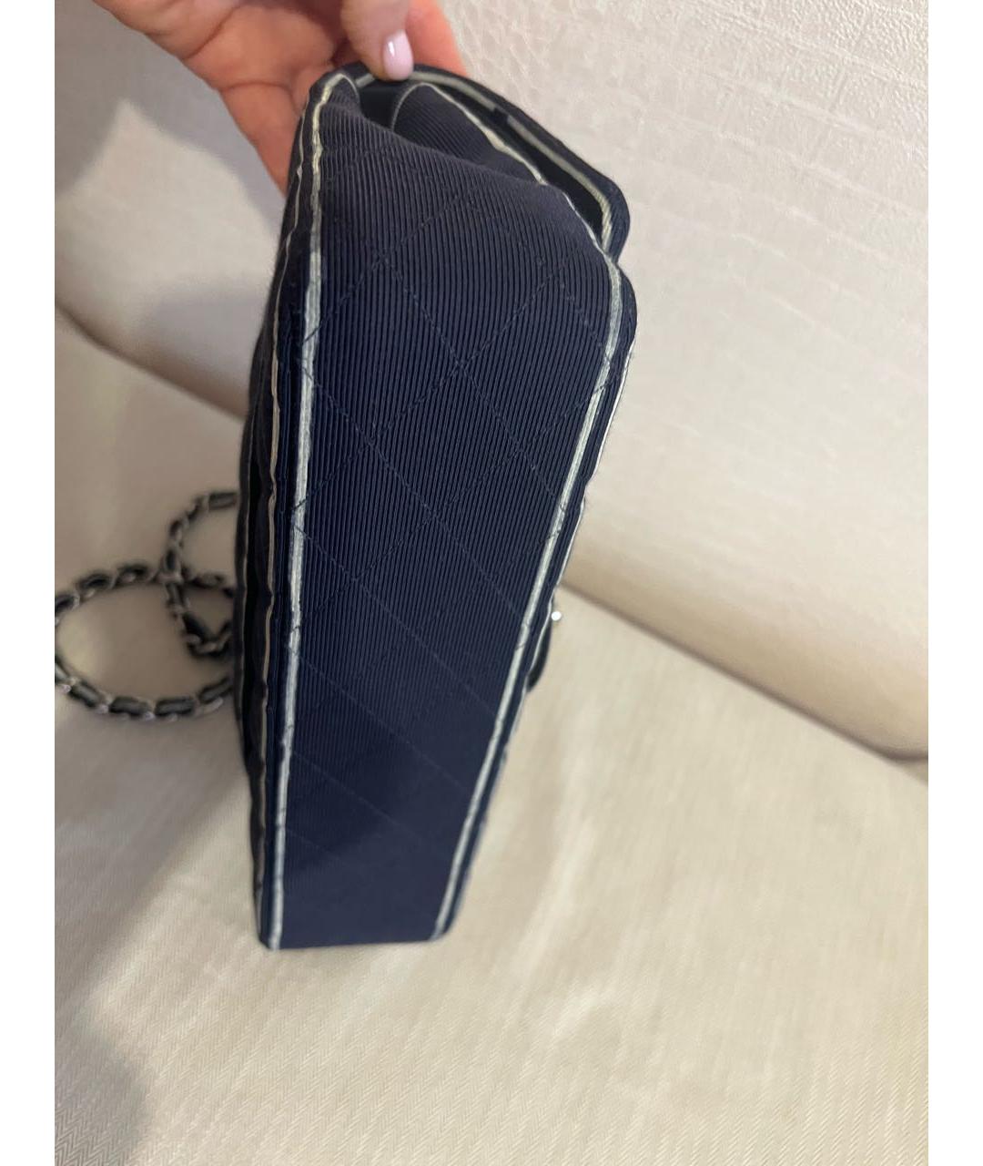 CHANEL Темно-синяя тканевая сумка через плечо, фото 4