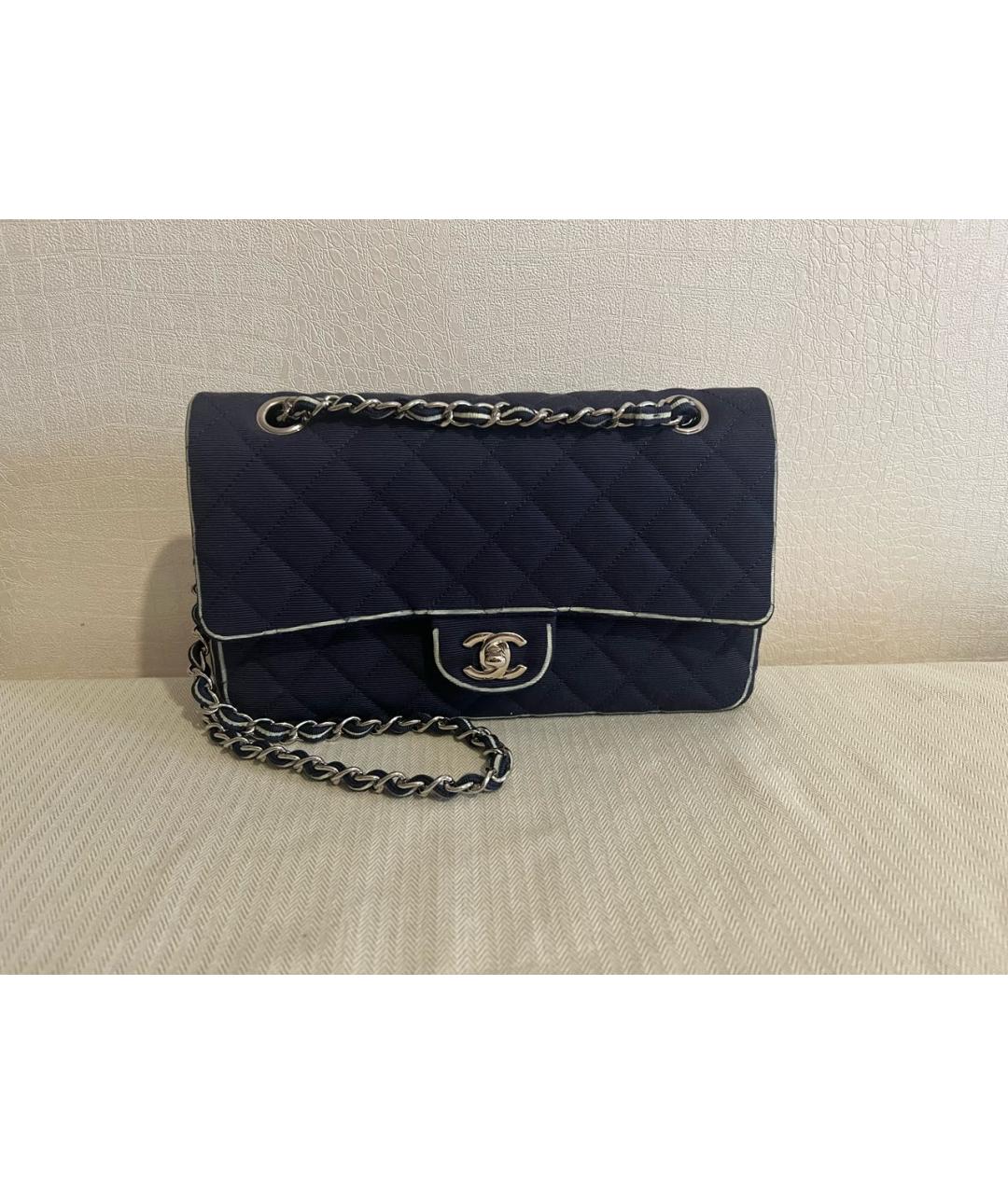 CHANEL Темно-синяя тканевая сумка через плечо, фото 8