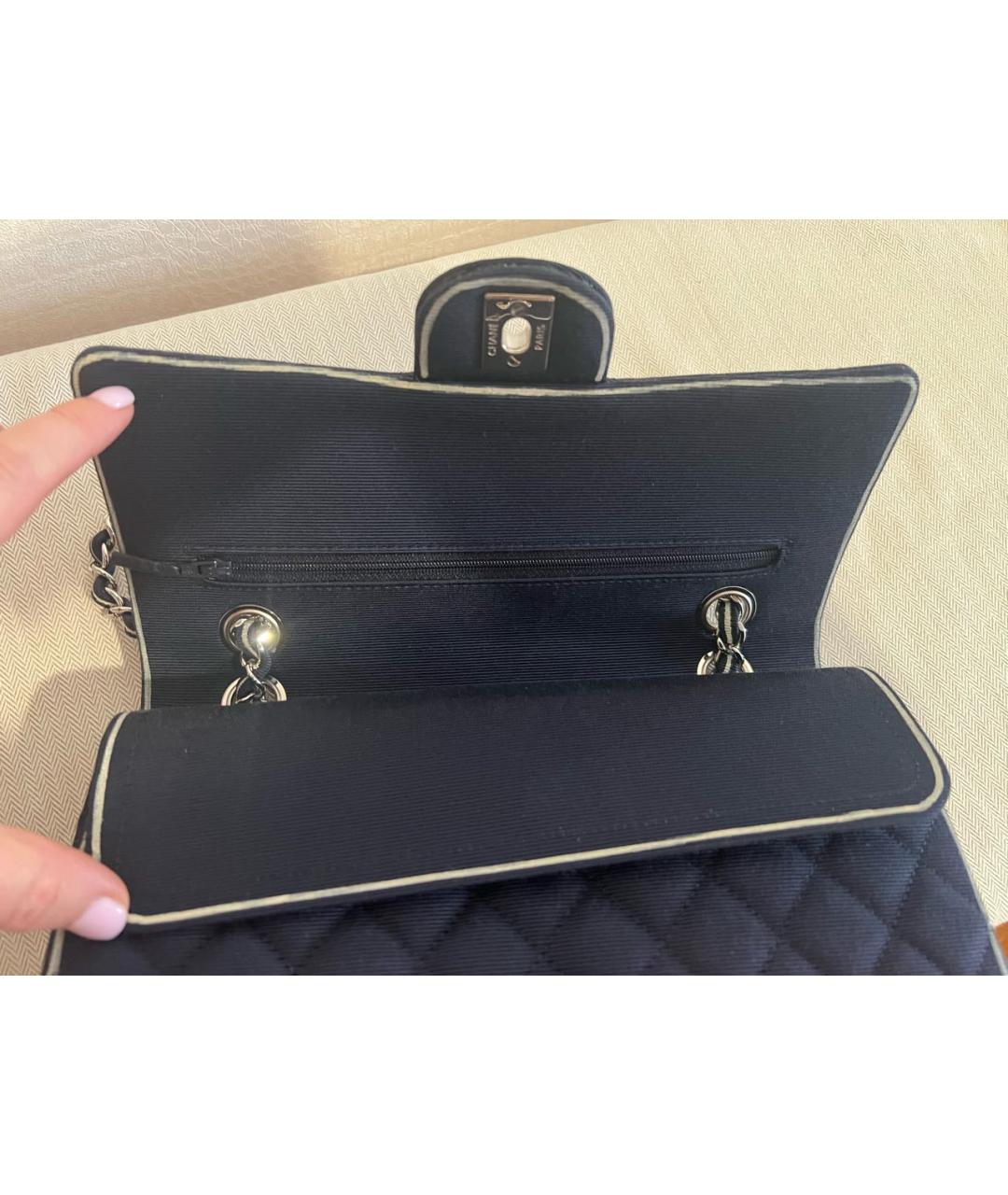 CHANEL Темно-синяя тканевая сумка через плечо, фото 5