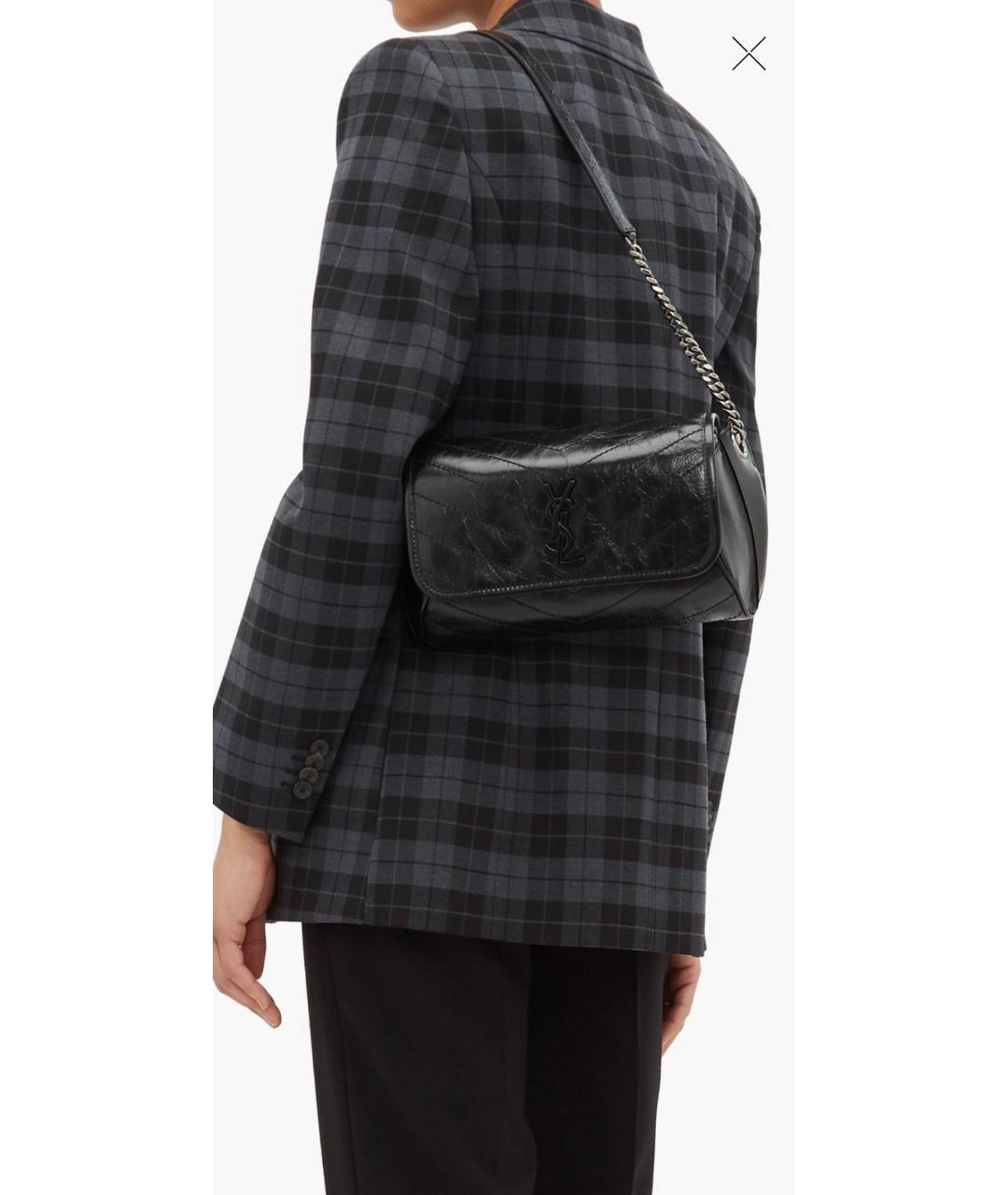 SAINT LAURENT Черная кожаная сумка тоут, фото 5